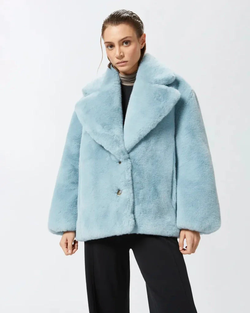 Alighieri faux fur coat dreamy blue Pinko jackets Pampas