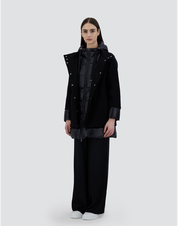 A shape jacket in ecowool & nylon ultralight - black Padded