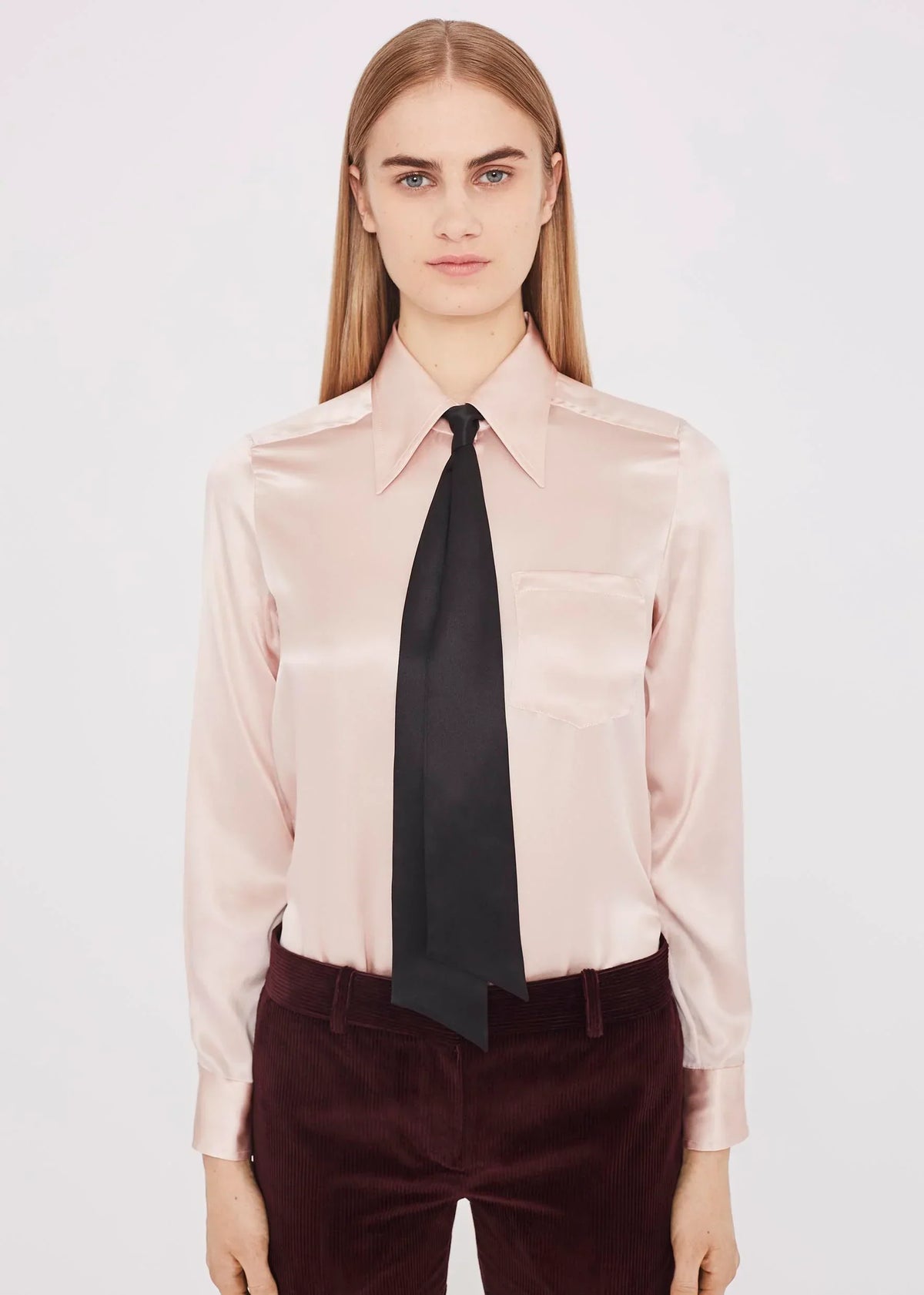 Minnelli silk satin shirt - pink & black Shirts Bella Freud