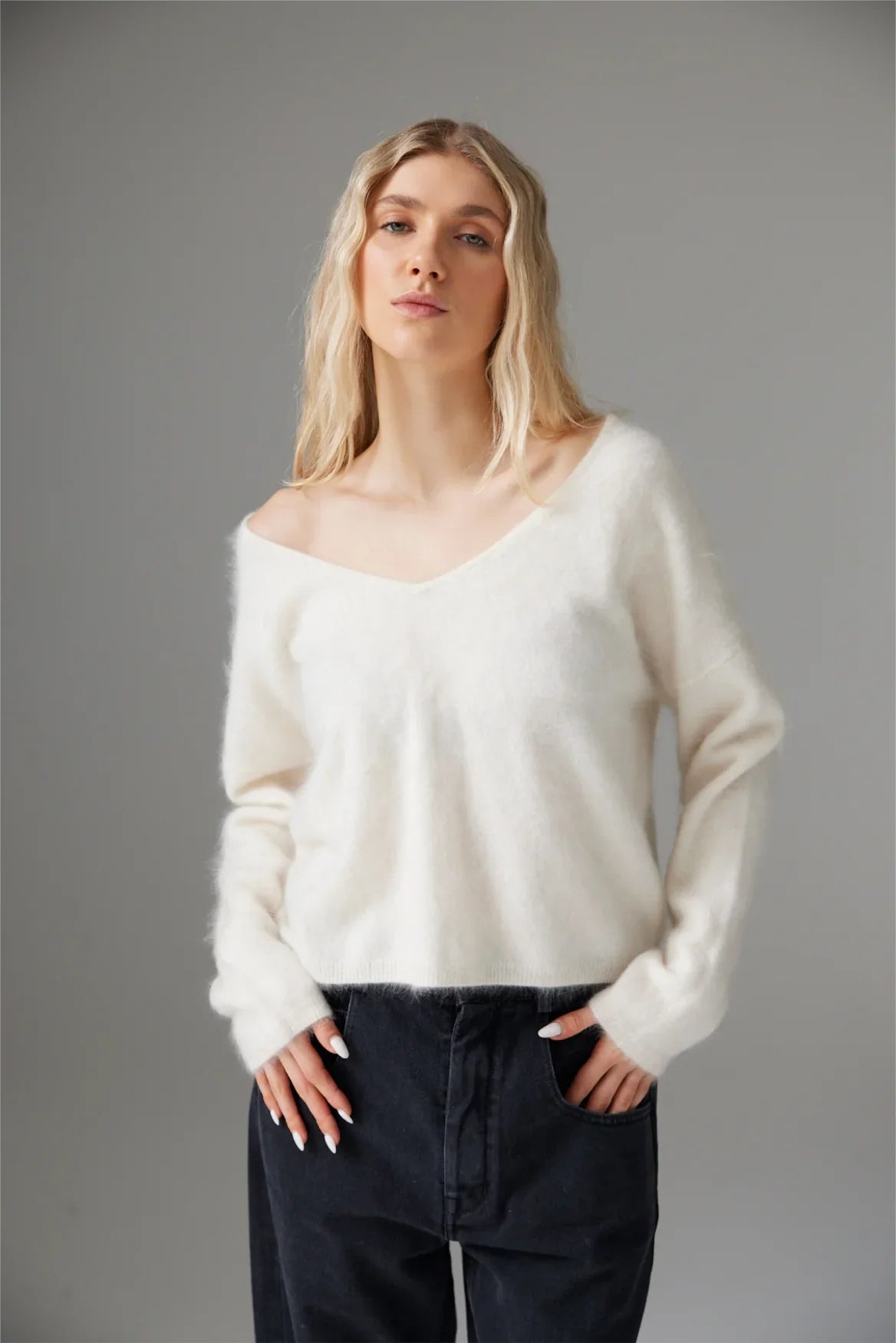 Brushed nala sexy back - snow Knitwear Colorush