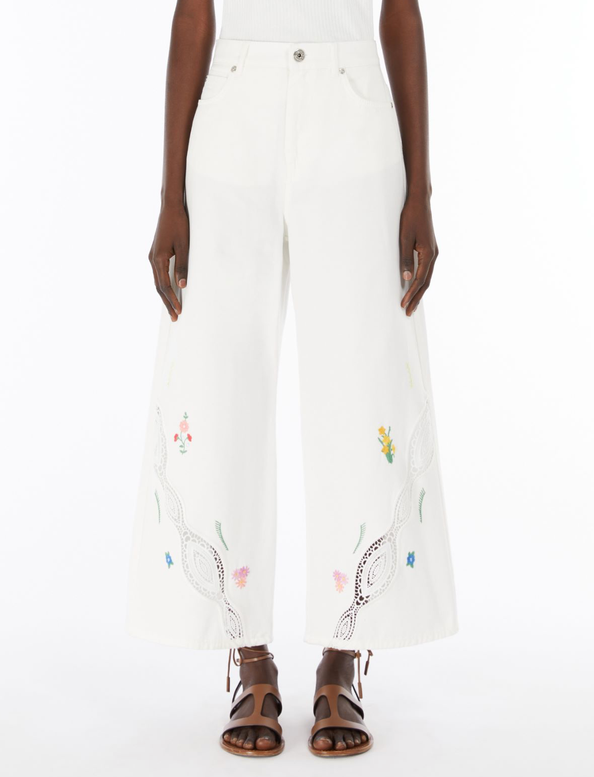 Bull trousers with embroidery - white Trousers MaxMara