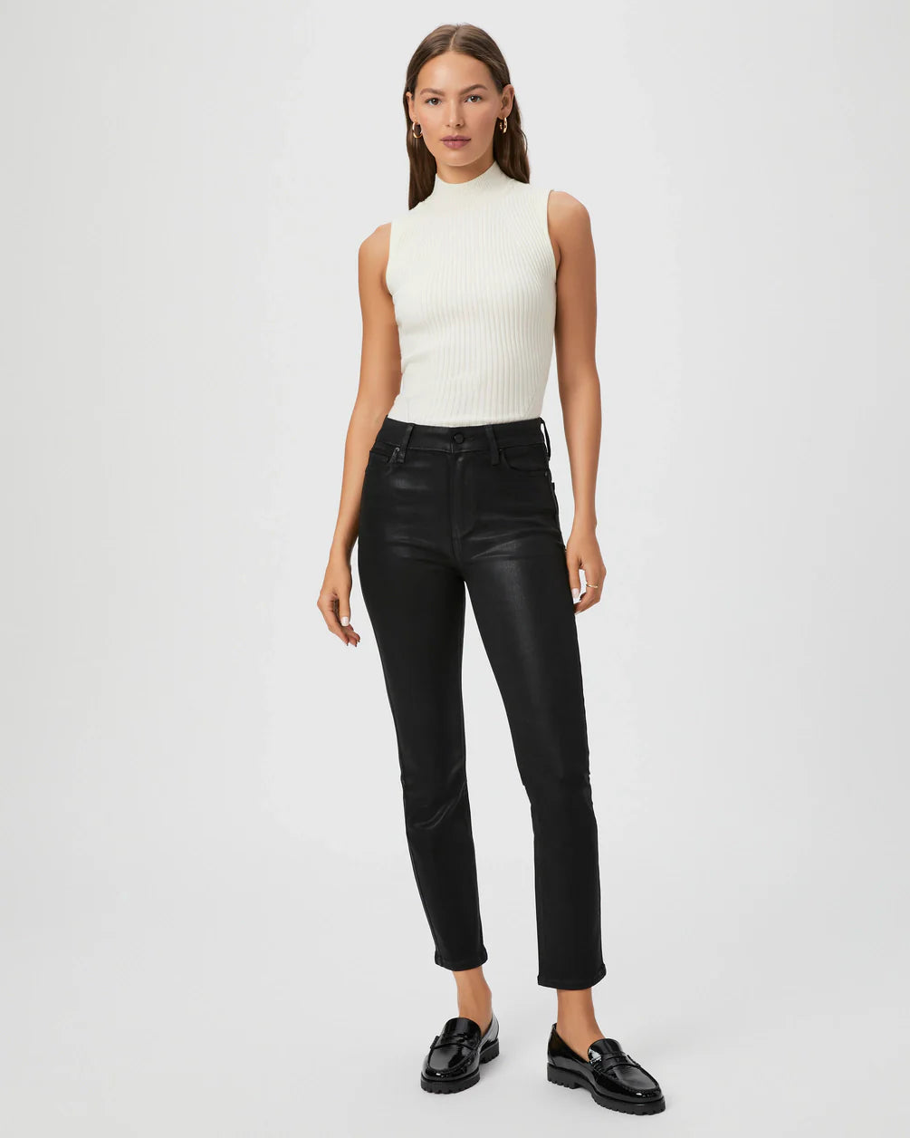 Cindy - black fog luxe coating Jeans Paige