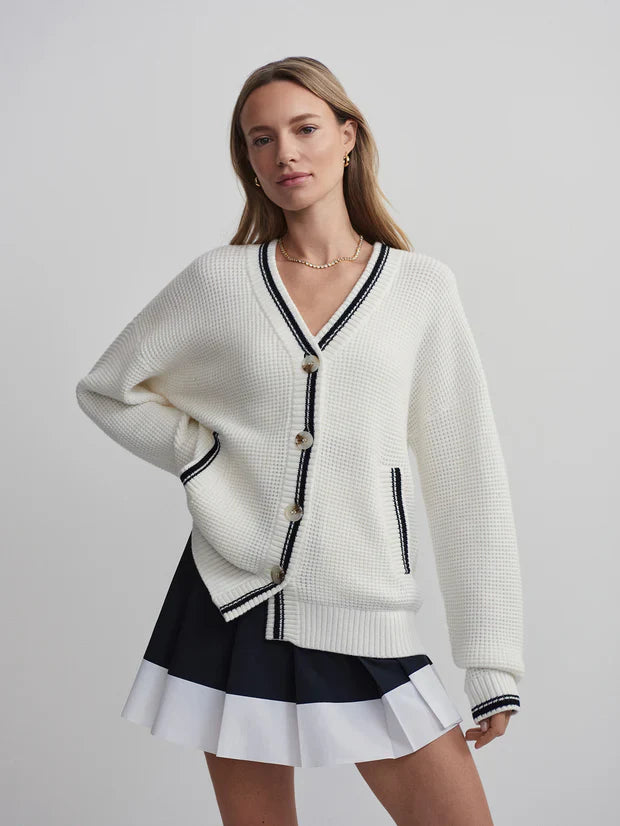 Coniston boxy knit cardigan - white Cardigans Varley