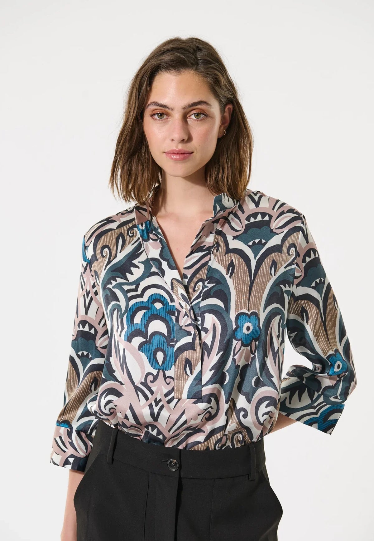 Danitta blouse with stand collar - artistic blush Blouse