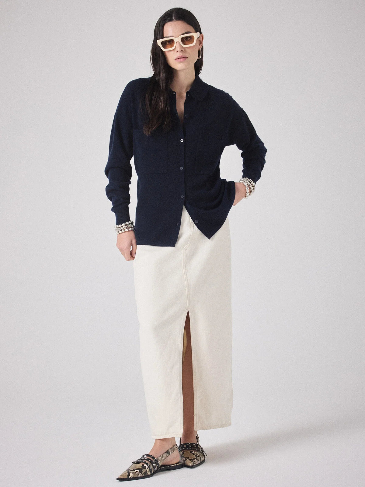 Desiree cashmere shirt - marine Cashmere Jumper Not Shy