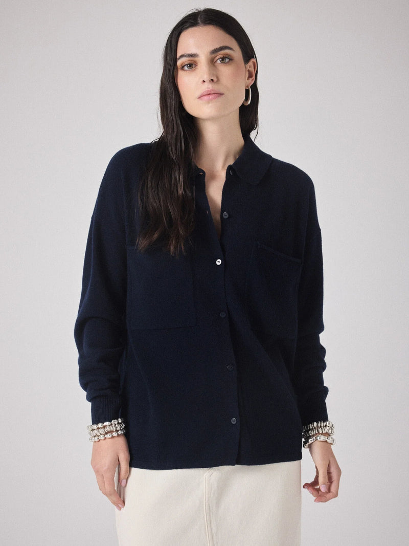 Desiree cashmere shirt - marine Cashmere Jumper Not Shy