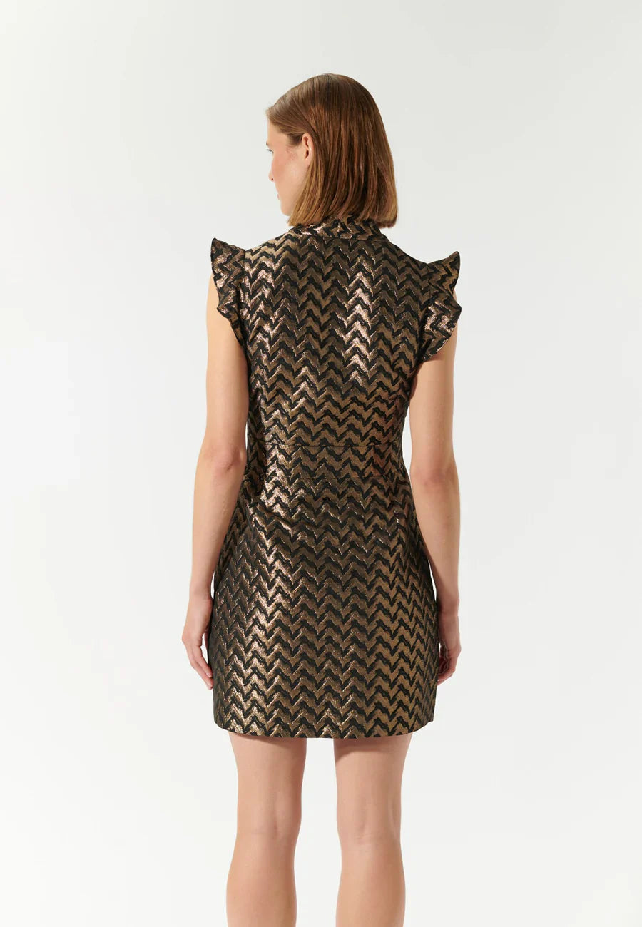 Ditta dress with v-neck - serpentine gold Dresses Dea