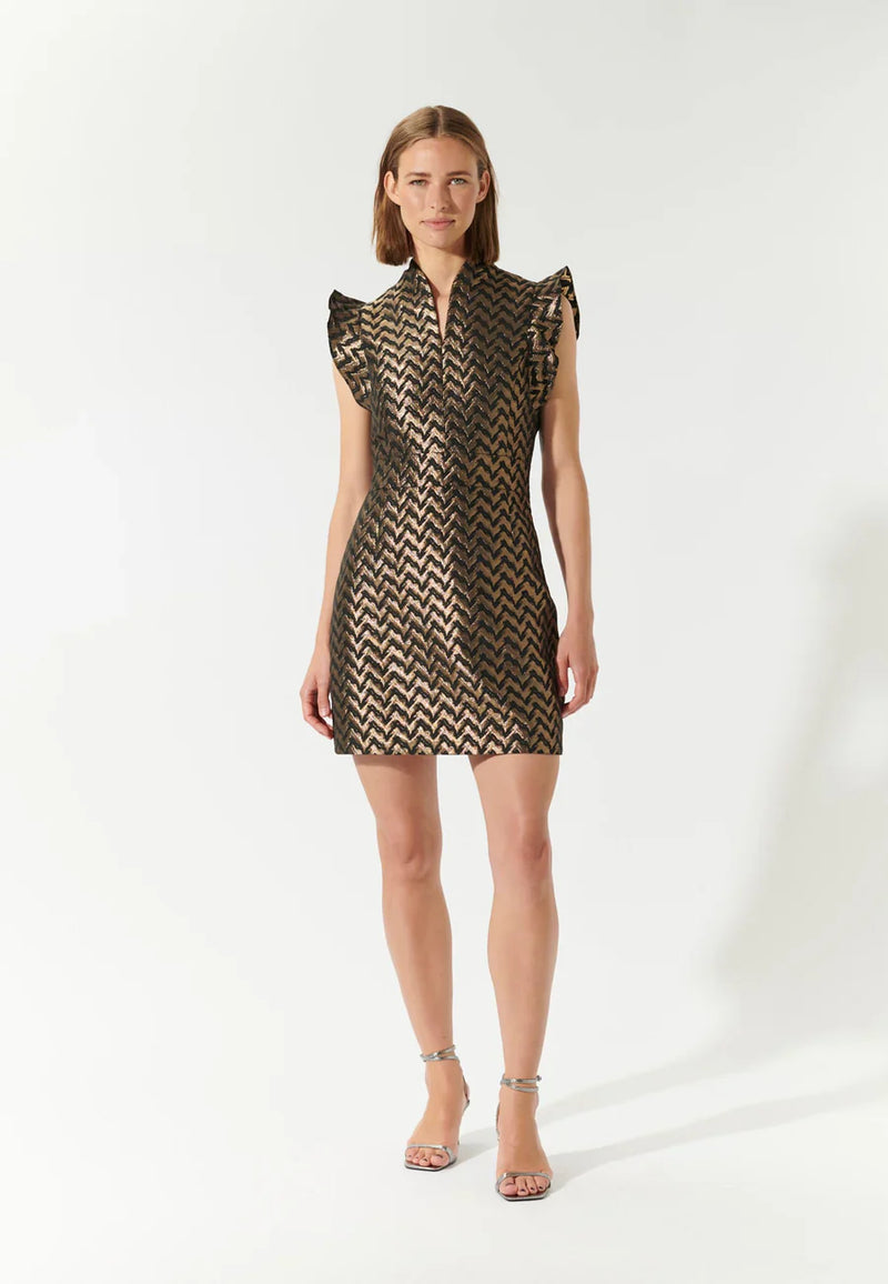 Ditta dress with v-neck - serpentine gold Dresses Dea