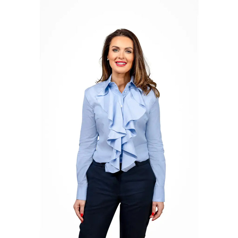 Emily frill shirt short cuff - sky blue Shirts Bearco