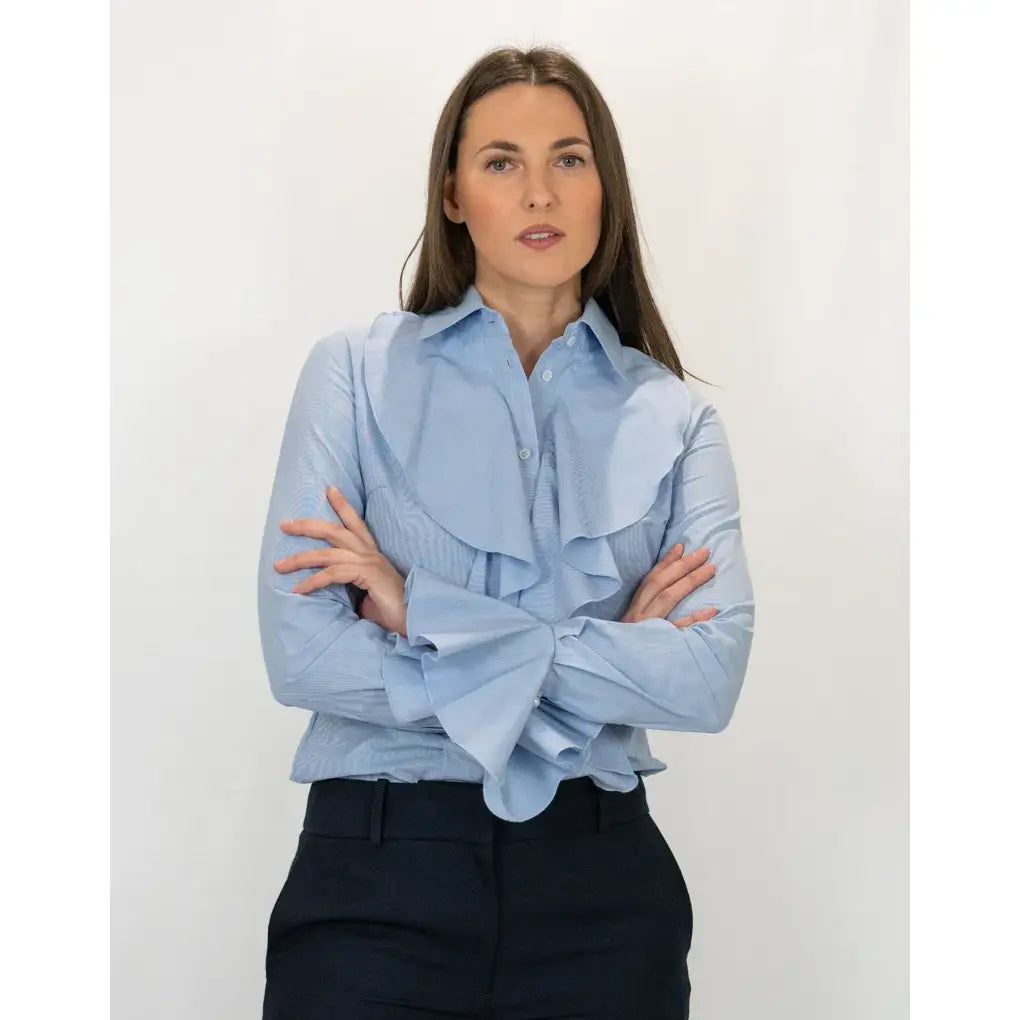 Emily frill shirt - sky blue Shirts Bearco