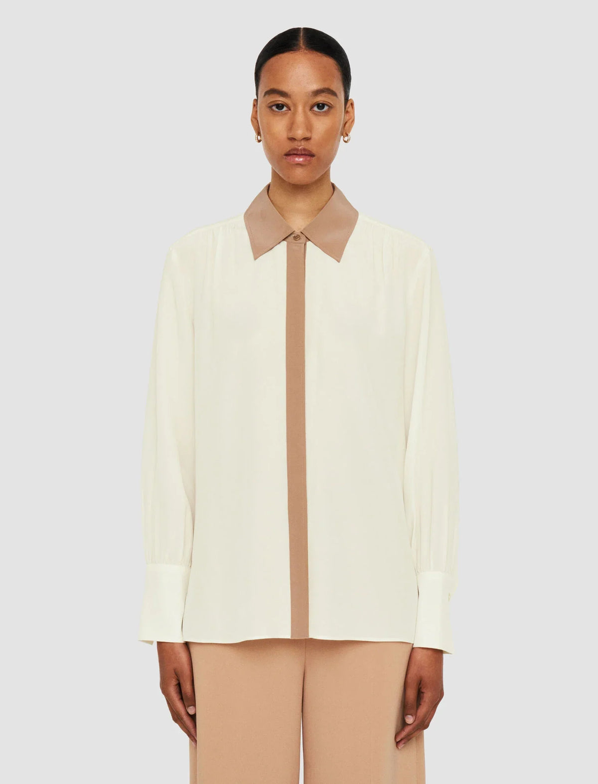 Evora silk crepe de chine blouse - ivory/blusher Blouse