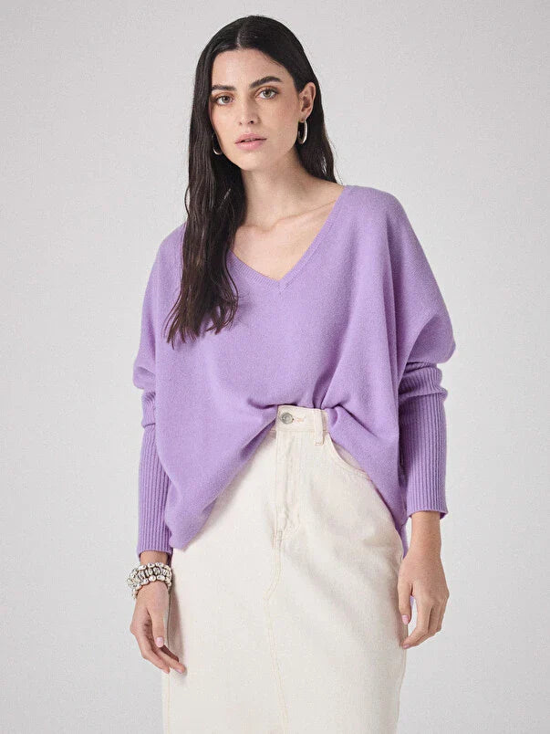 Faustine v-neck cashmere poncho jumper - bloom Cashmere