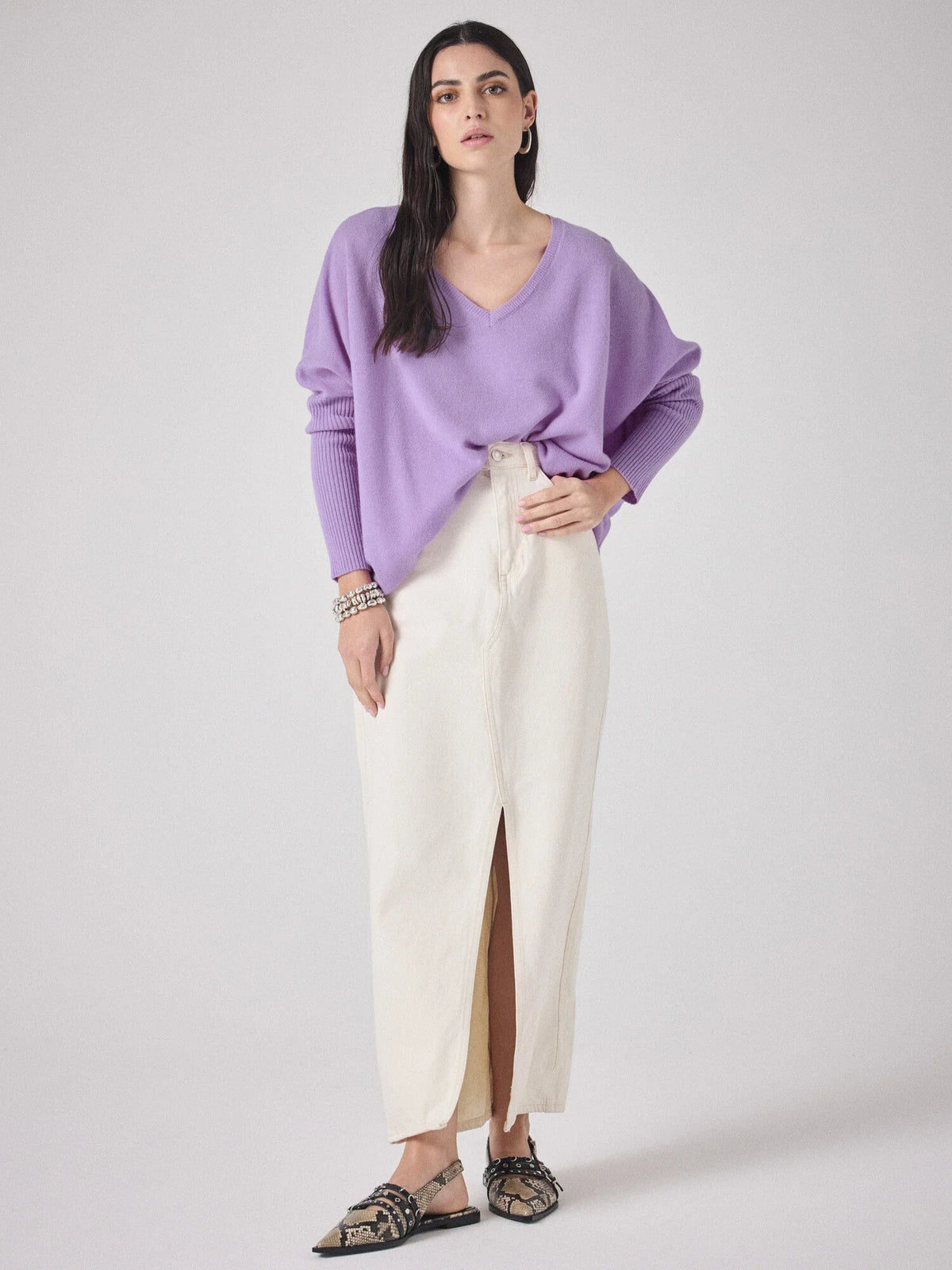 Faustine v-neck cashmere poncho jumper - bloom Cashmere