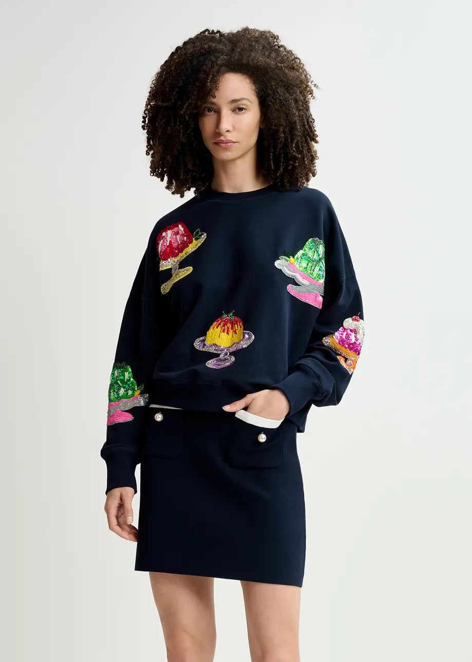 Hake cake embroidered sweatshirt - night shade Sweater