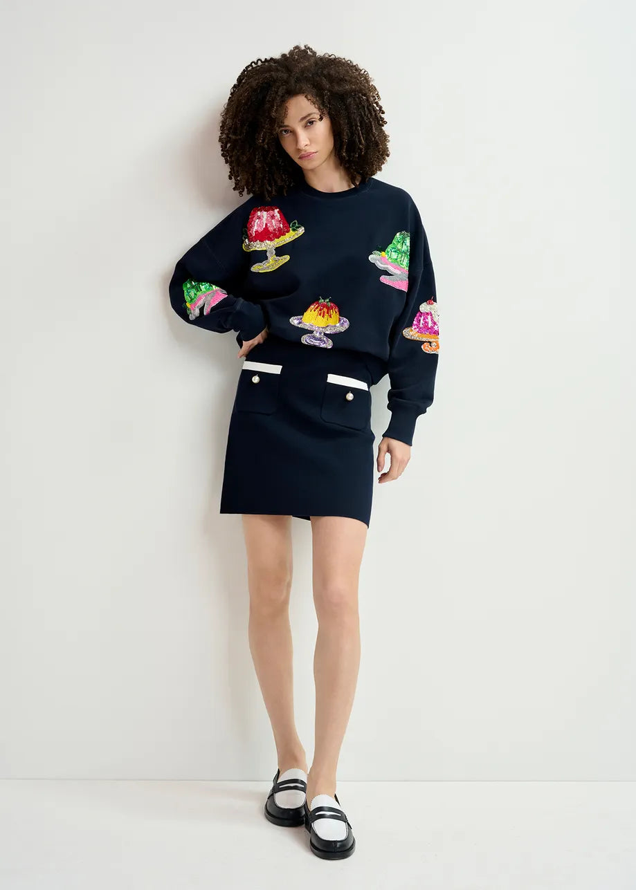 Hake cake embroidered sweatshirt - night shade Sweater