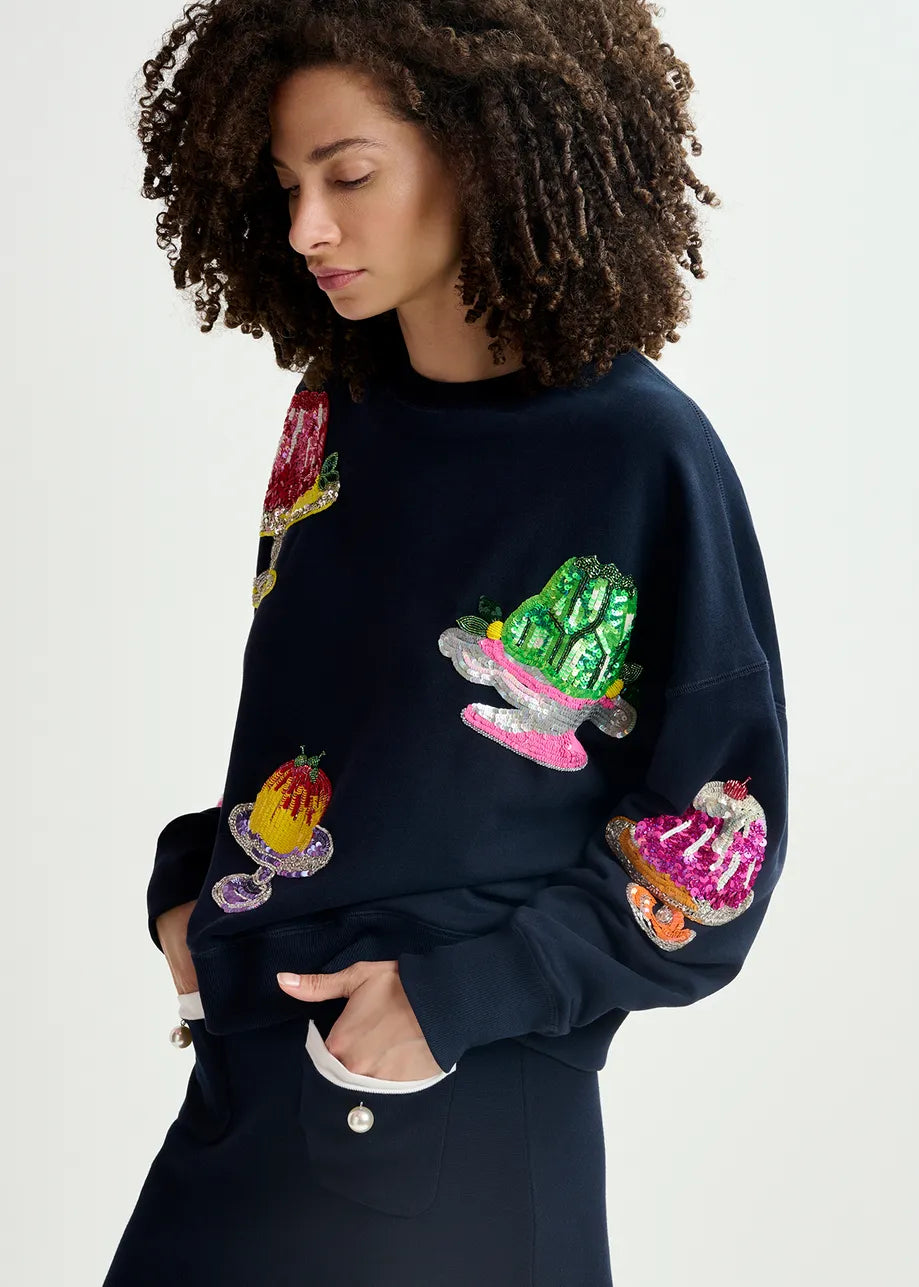 Hake cake embroidered sweatshirt - night shade Sweater