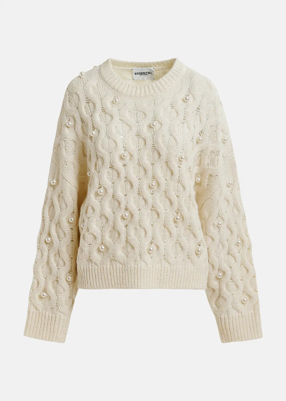 Halpes pearl beads pullover - off white Jumpers Essentiel