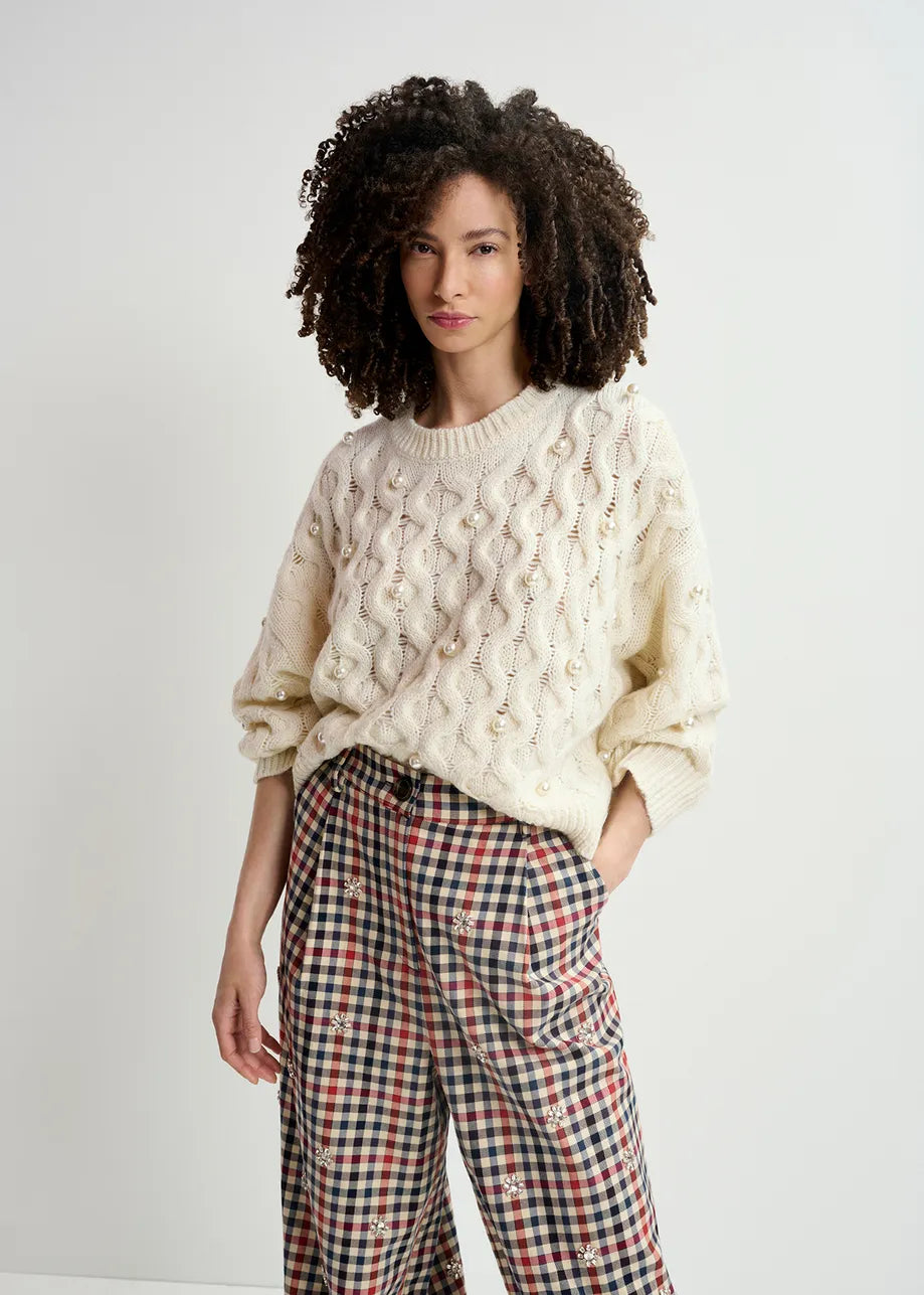 Halpes pearl beads pullover - off white Jumpers Essentiel