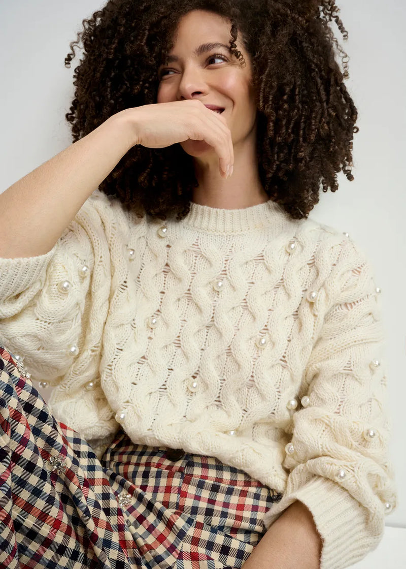 Halpes pearl beads pullover - off white Jumpers Essentiel