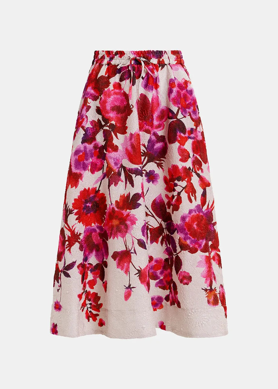 Harbour jacquard midi skirt - off-white pink and purple