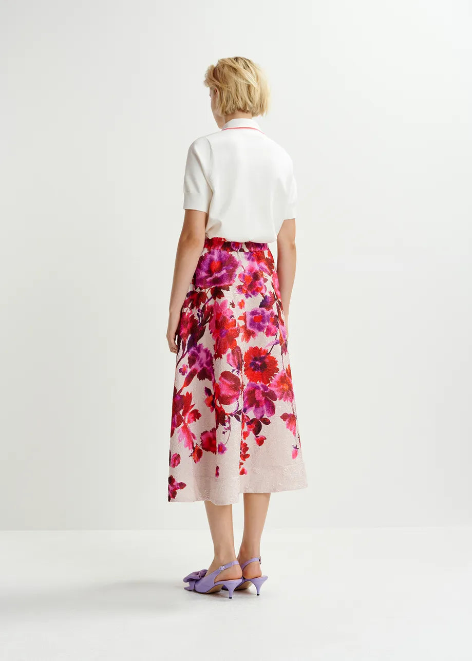 Harbour jacquard midi skirt - off-white pink and purple