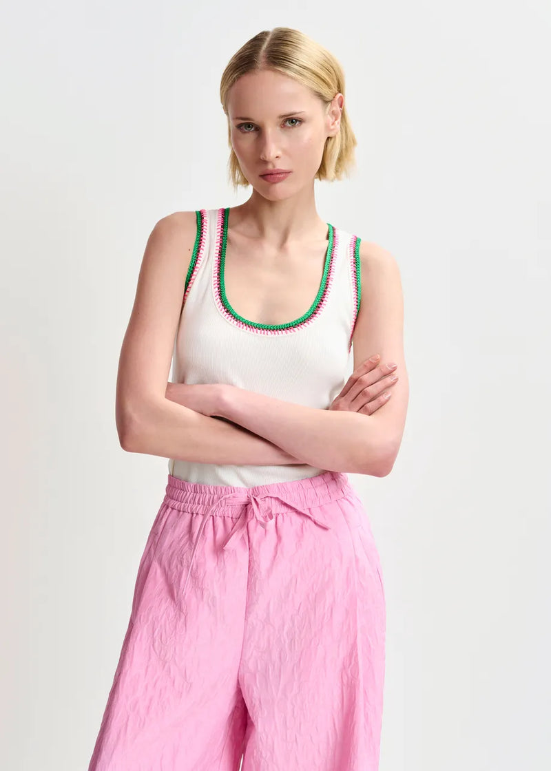 Harcel organic cotton tank top with embroidery - light