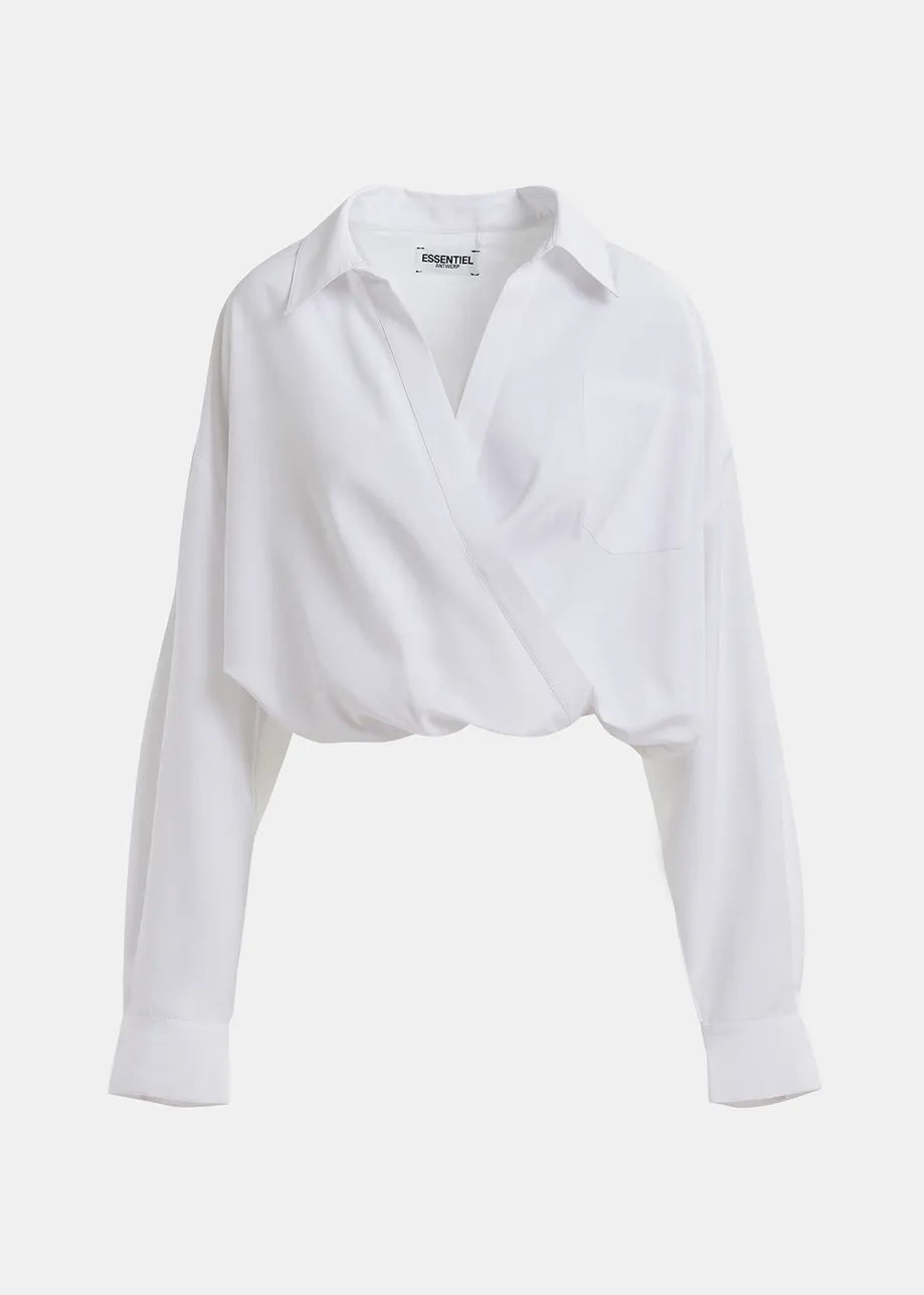 Hare2 cotton wrap-effect blouse - white Blouse Essentiel