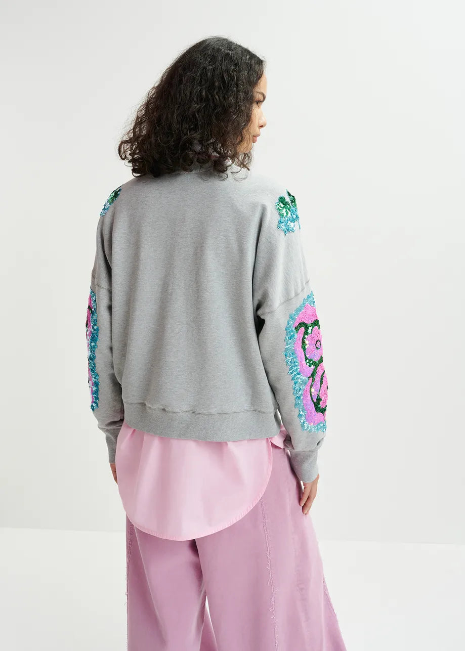 Hecrazy organic cotton sweatshirt with sequin sleeves