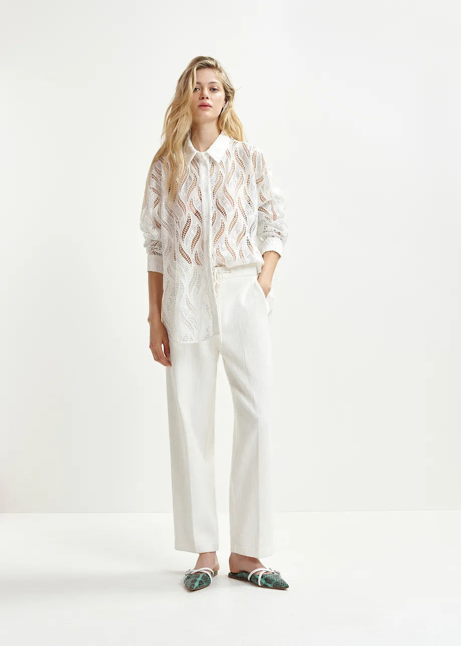 Heftig organic cotton blend pants - white Trousers