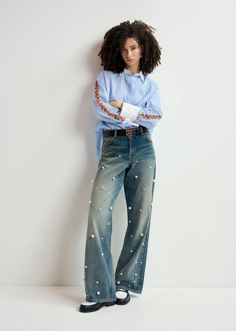 Held pearl embroidered jeans - bel air Jeans Essentiel