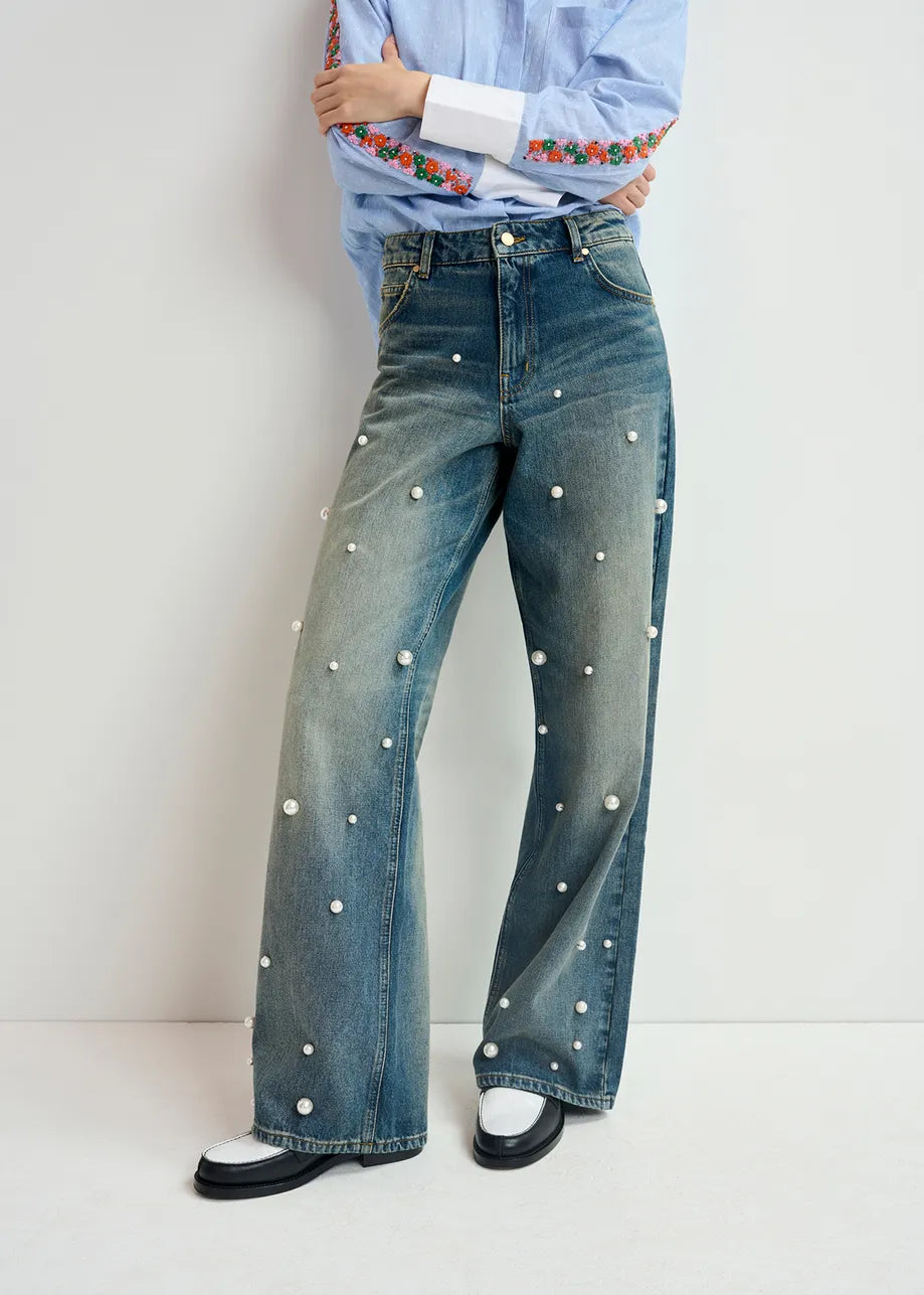 Held pearl embroidered jeans - bel air Jeans Essentiel