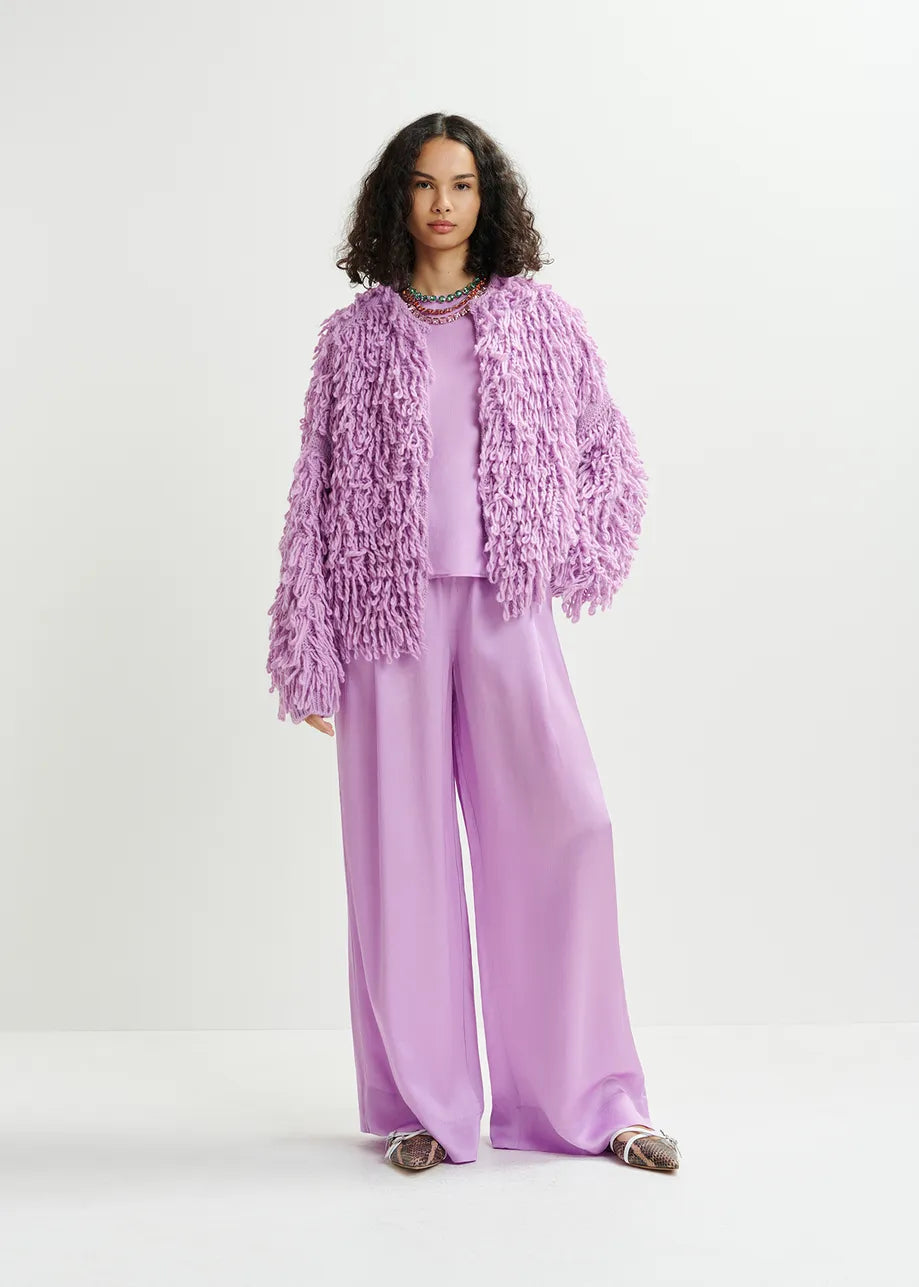 Hinwood oversized loop stitch knit - lilac Cardigans