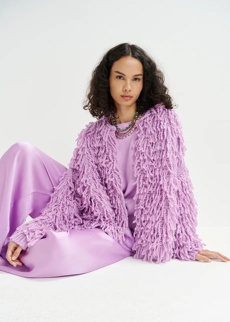 Hinwood oversized loop stitch knit - lilac Cardigans