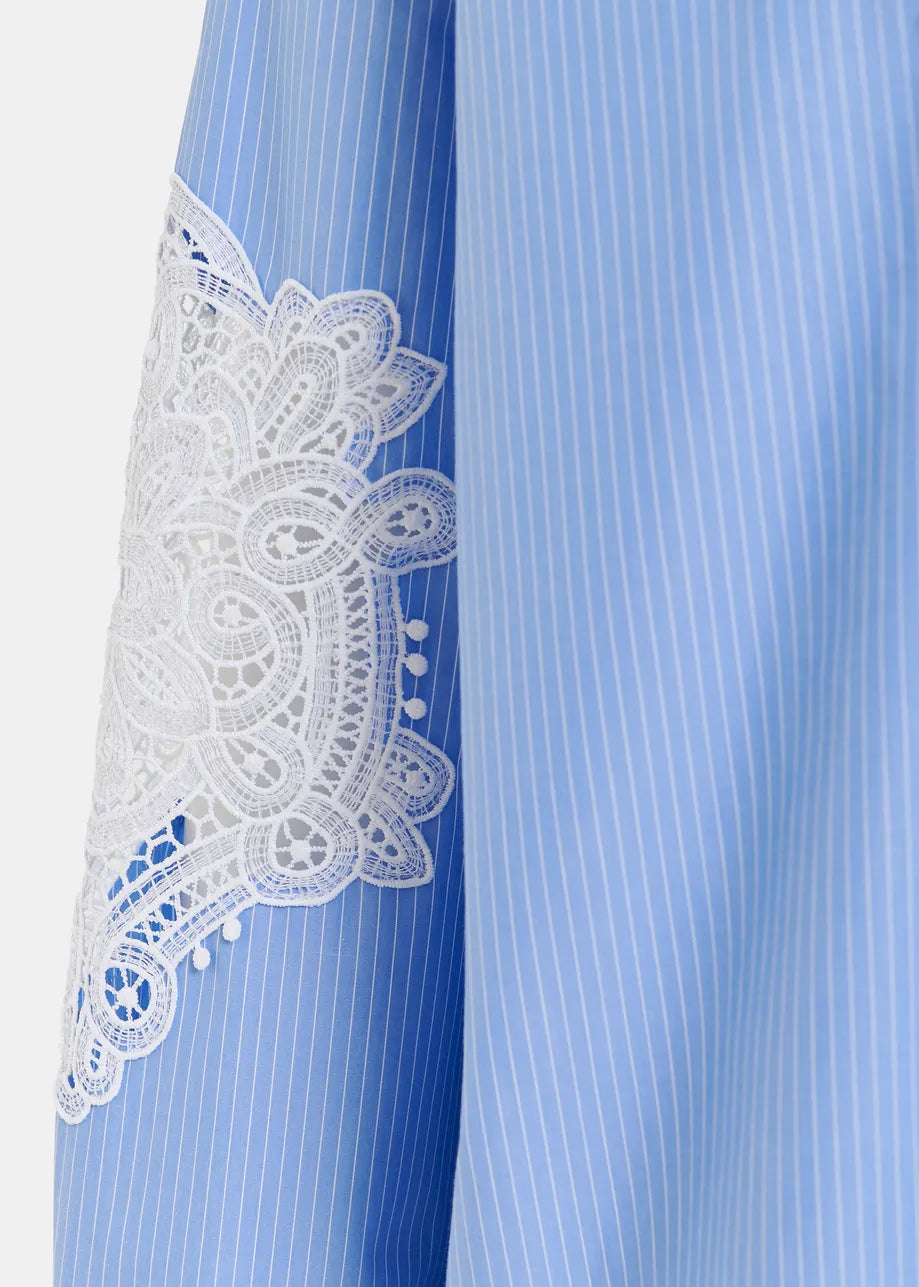 Hoofd cotton shirt with embroideries - blue / white Shirts