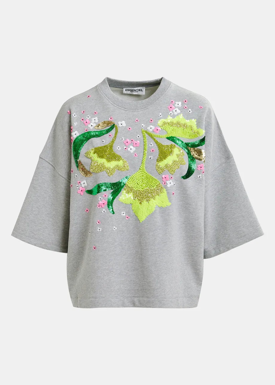 Hotanical organic cotton sweatshirt with sequin and bead