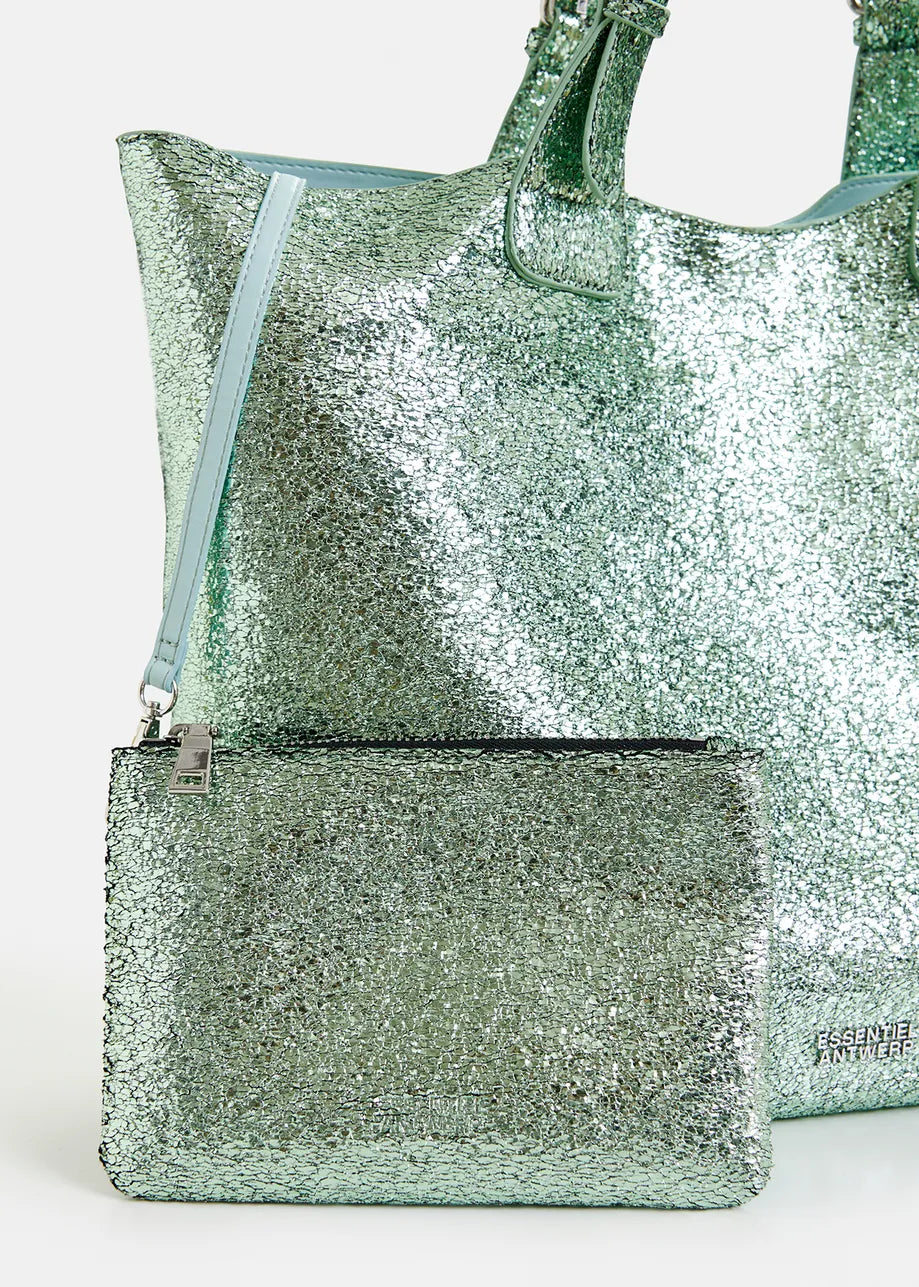 Hurry faux leather metallic shopper bag - green Shopper