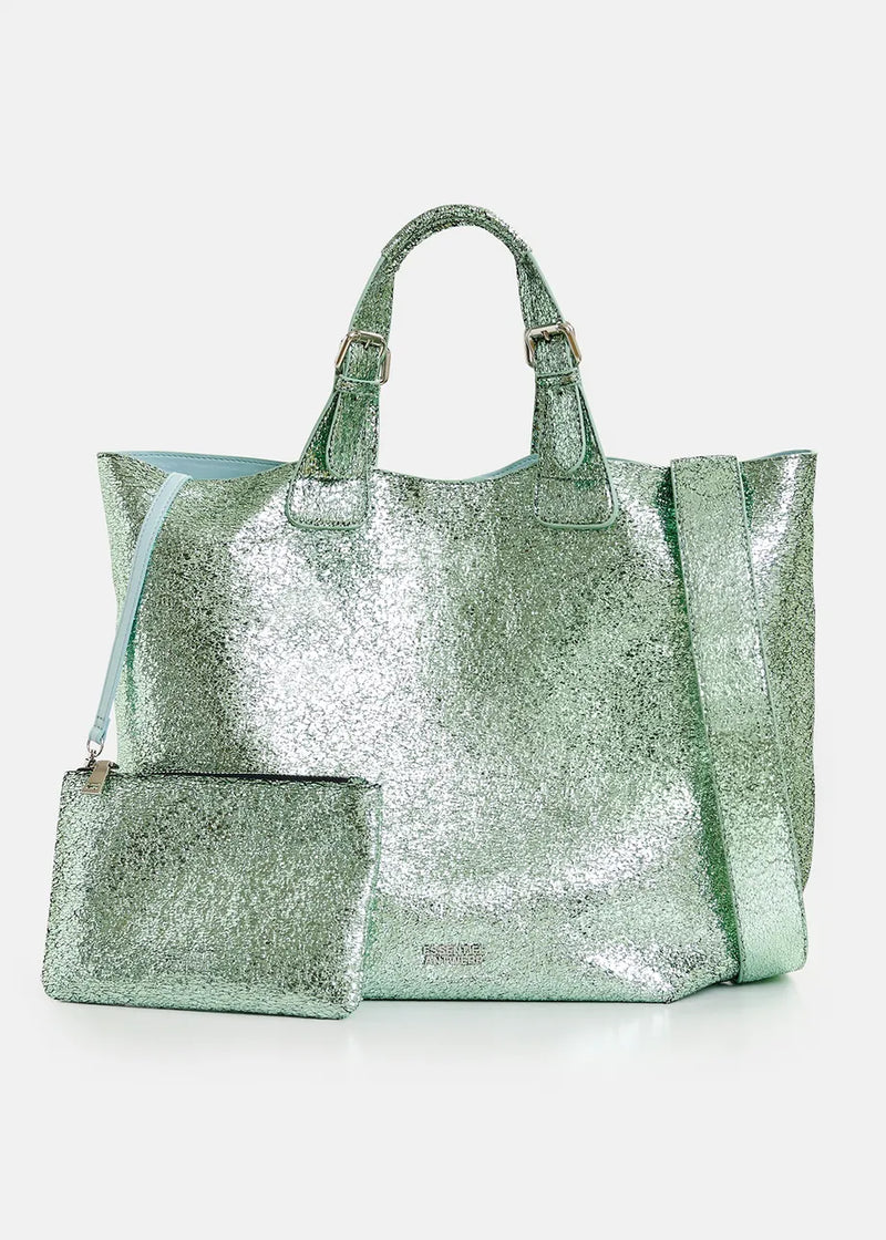 Hurry faux leather metallic shopper bag - green Shopper