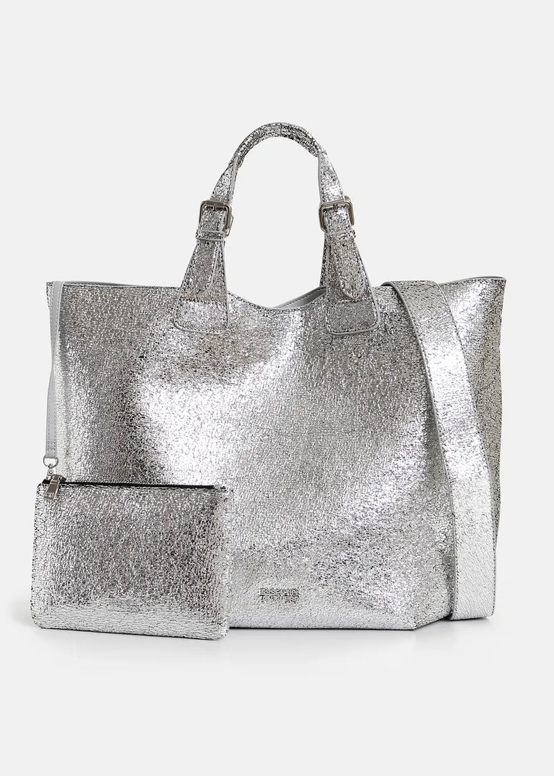 Hurry faux leather metallic shopper bag - silver Shopper