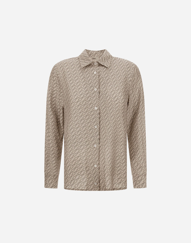 Iconic print silk shirt - camel Shirts Herno