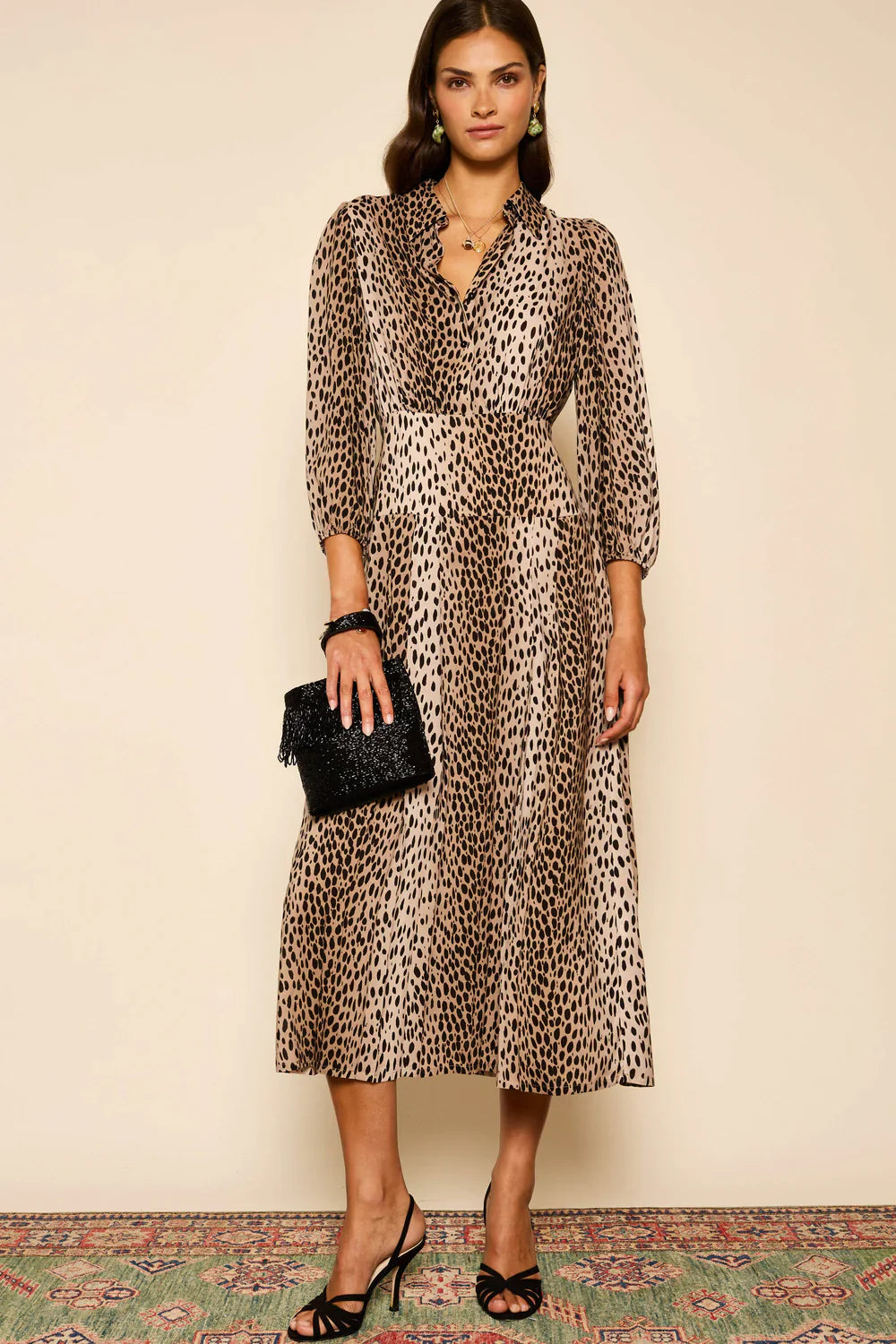 Izzy dress - antelope spot black Dresses Rixo