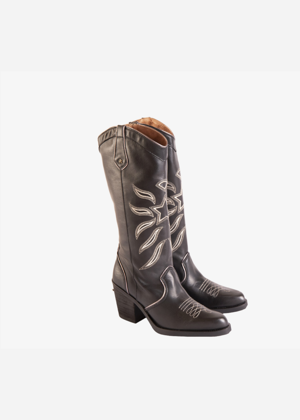 Kansas - black leather boots with star detailing Ladies