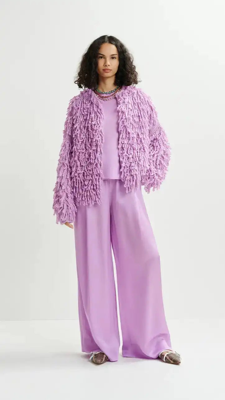 Hinwood oversized loop stitch knit - lilac Cardigans