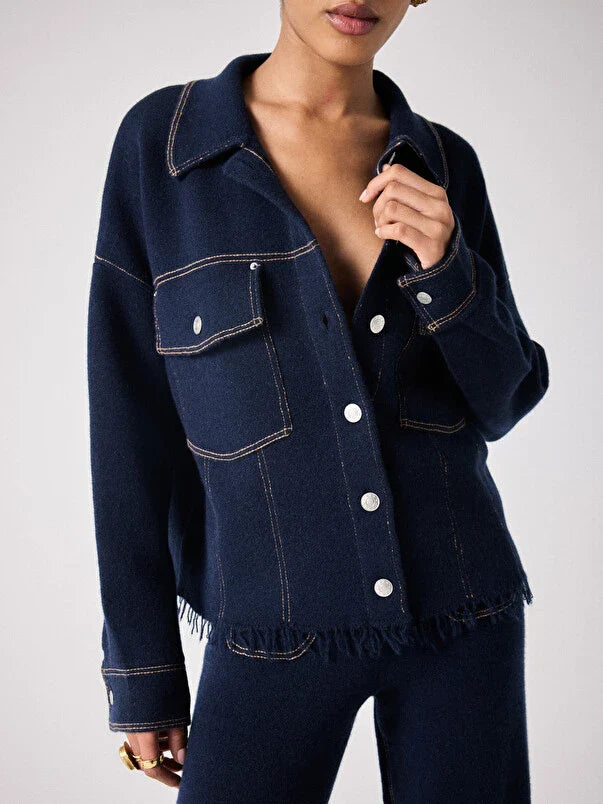 Levo cashmere jacket - denim Knitwear NOT SHY