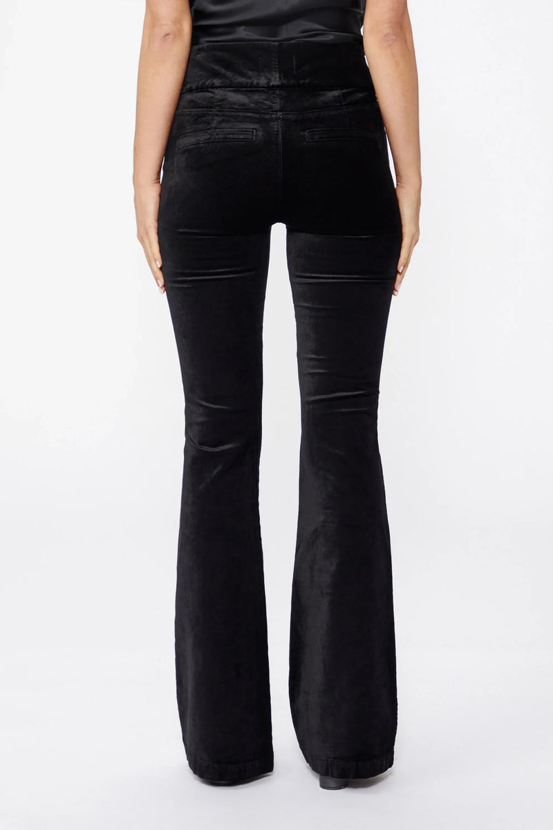 Lou lou velvet flared high rise jeans - deep navy Trousers