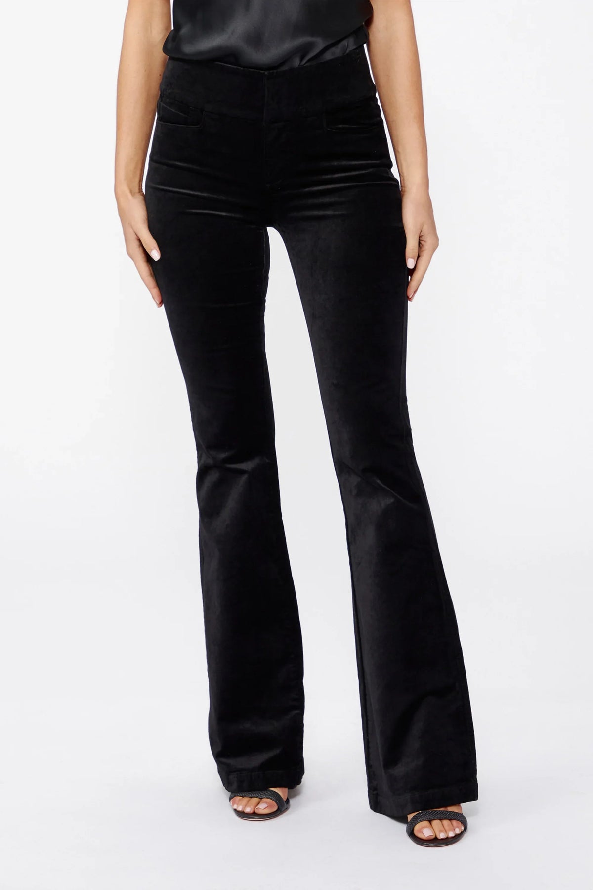 Lou lou velvet flared high rise jeans - deep navy Trousers