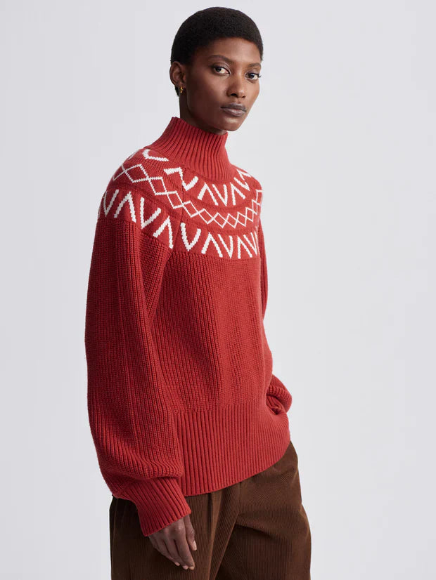 Marcie fairisle yoke knit - red dahlia Sweater Varley