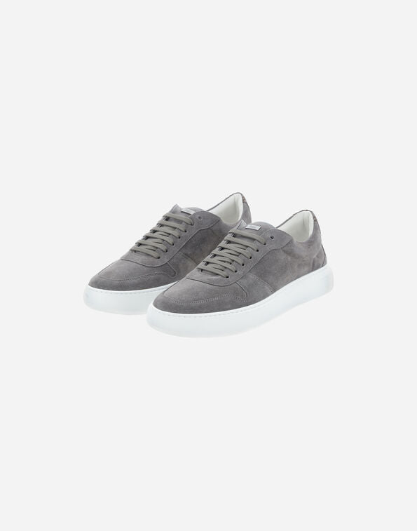 Mens suede monogram court sneaker - grey Shoes Herno