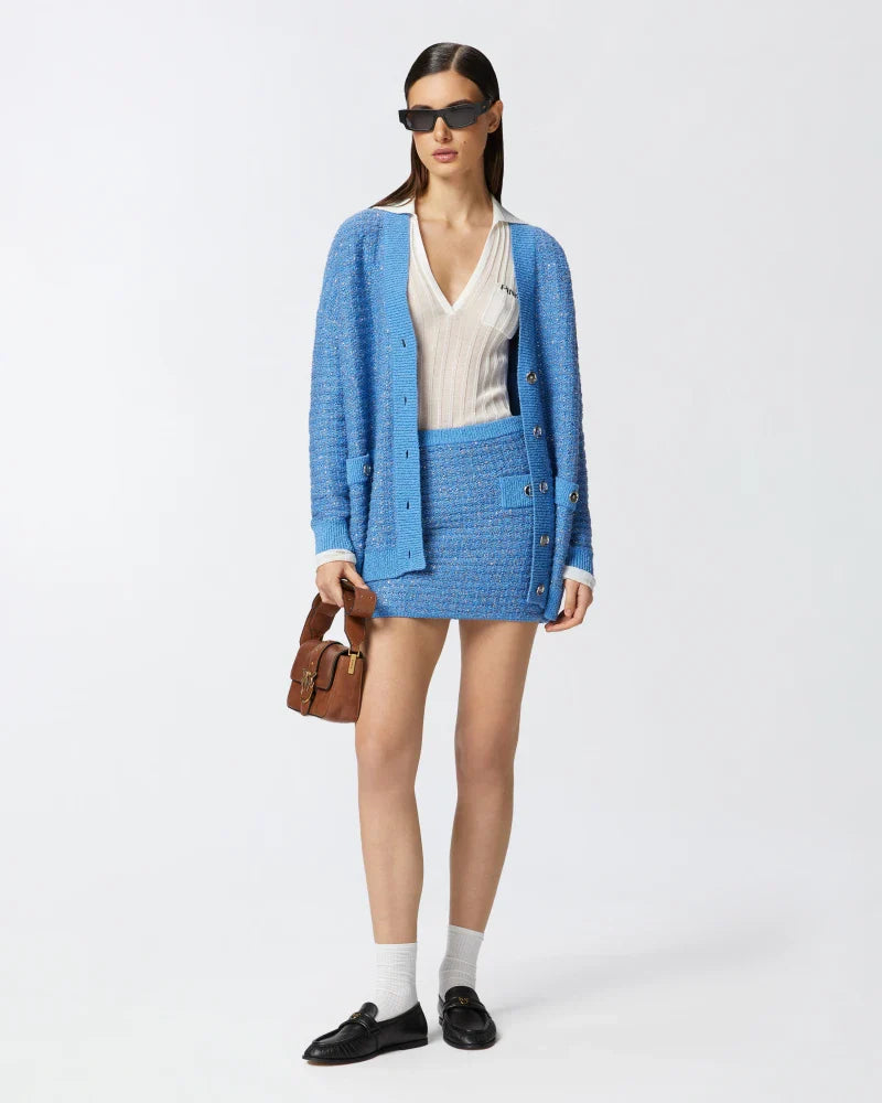 Metallic mat cardigan with sequins - blue amparo Cardigans