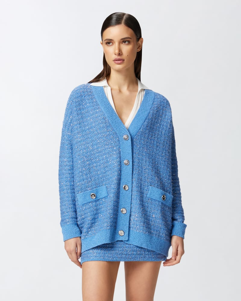 Metallic mat cardigan with sequins - blue amparo Cardigans