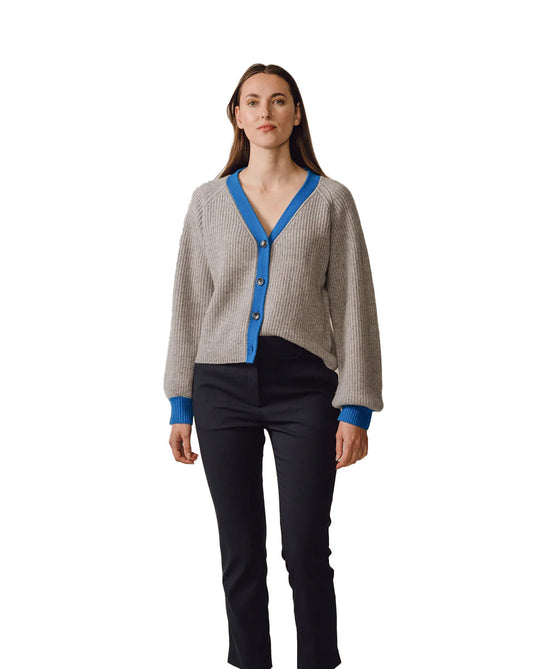 Michelle wool cardigan - grey & blue Knitwear BEIRA